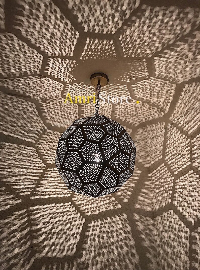 Moroccan Lamp ,Pendant Ceiling Light fixture ,Brass Hanging Light Fixture , Moroccan Pendant Light , handmade Brass lampshade ,pendant light zdjęcie 1