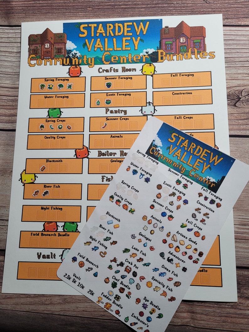Stardew Valley Community Center Bundles Sticker Checklist - Etsy
