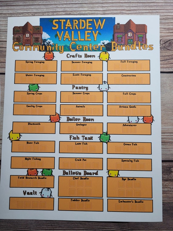 Stardew Valley Community Center Bundles Sticker Checklist 