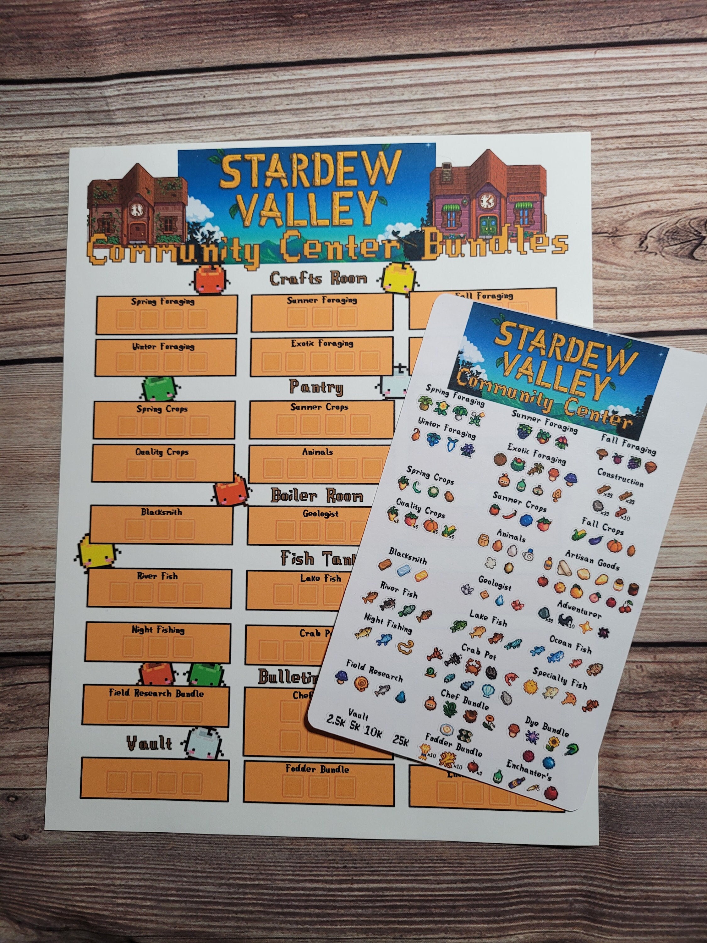 Stardew Valley Community Center Bundles Sticker Checklist 