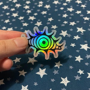 Linocut eye holographic sticker