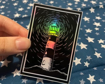 The lighthouse holographic sticker