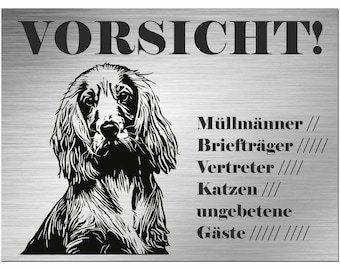 English Cocker Spaniel - printed sign - Alu-Dibond stainless steel look