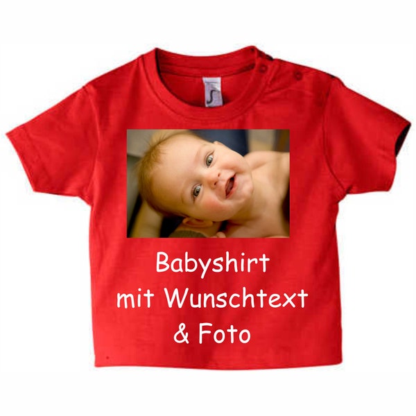 Baby T-Shirt - Babyshirt mit Wunschname & Foto - Wunschtext - individuell - personalisiert - Name