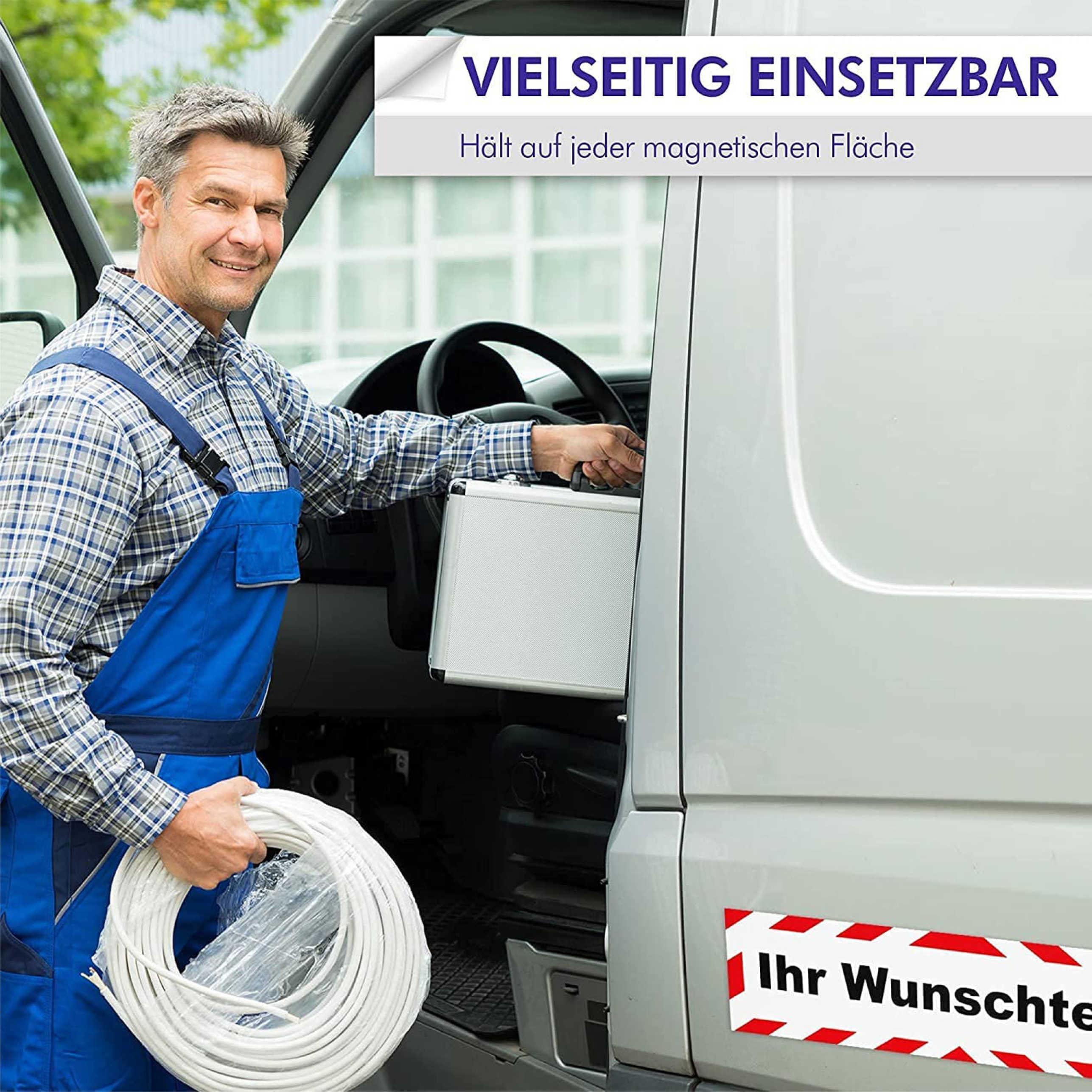 INDIGOS UG Magnetschild „Mitarbeiter Gesucht“ – Mit Rahmen – 30 X 8 Cm – Für Auto Oder Kfz-Montage