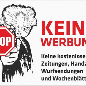 Naklejka na skrzynkę na listy INDIGOS UG - bez reklamy! - 74 x 52 mm - Żadnych bezpłatnych gazet, ulotek, przesyłek reklamowych i tygodników!