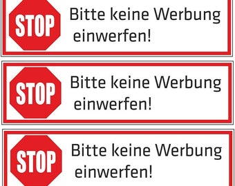 STOP Briefkasten Aufkleber - Keine Werbung! - 70x20 mm FL13