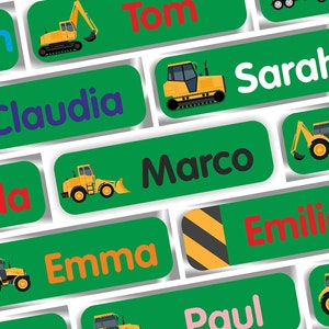 35-105 Adesivo nome Kit lavanderia 35 x 10 mm Motivo Cantiere M1 - abbigliamento, bambini, scuola, scuola materna, kita etichette per bucato stampate 252