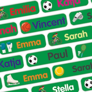 35-105 Nome adesivo Kit lavanderia 35 x 10 mm Motif Sport M11 - abbigliamento, bambini, scuola, scuola materna, kita etichette per bucato stampate 252