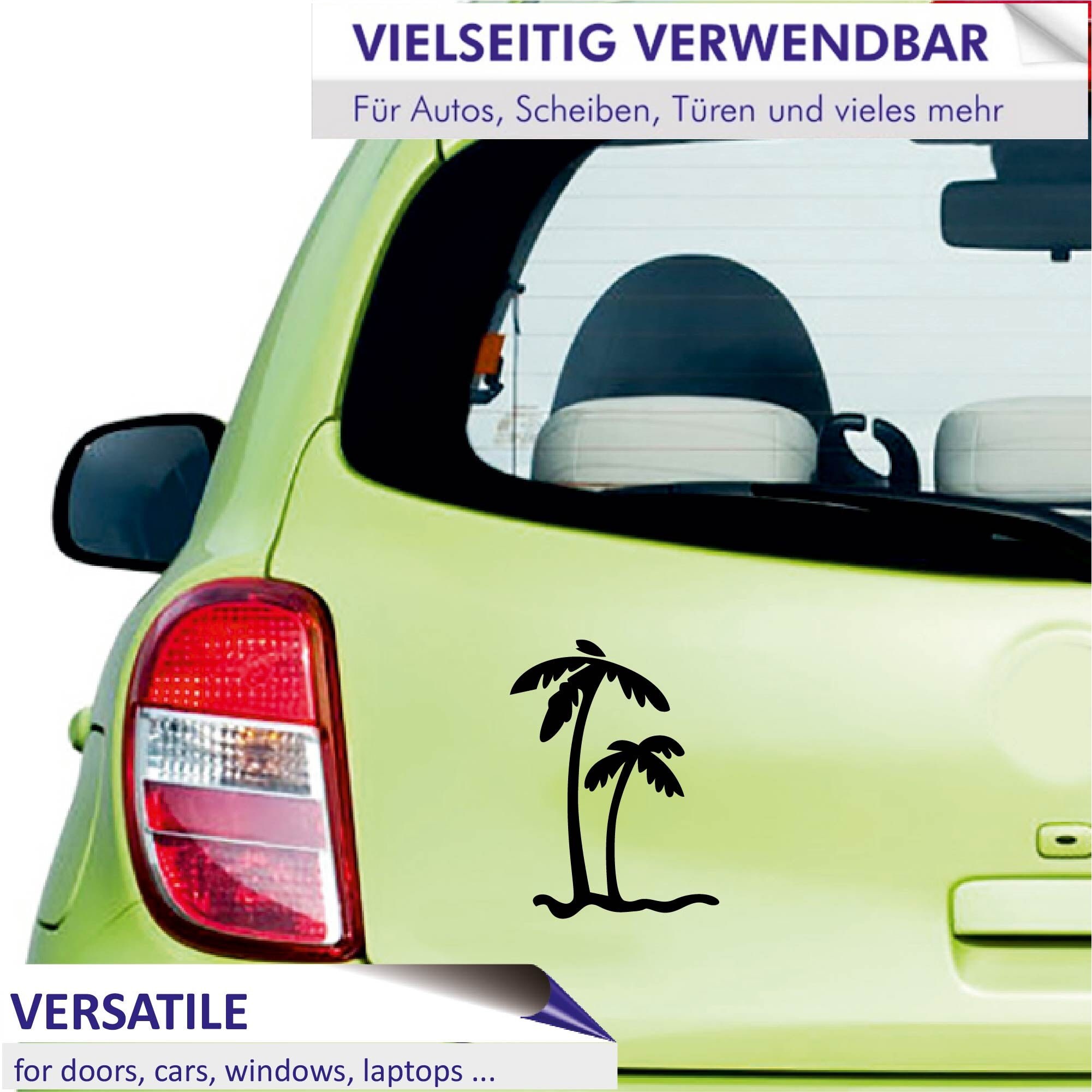 Adesivo Per Auto - Palmen - 120x90 Mm | Resistente Ai Raggi UV, Colore Nero