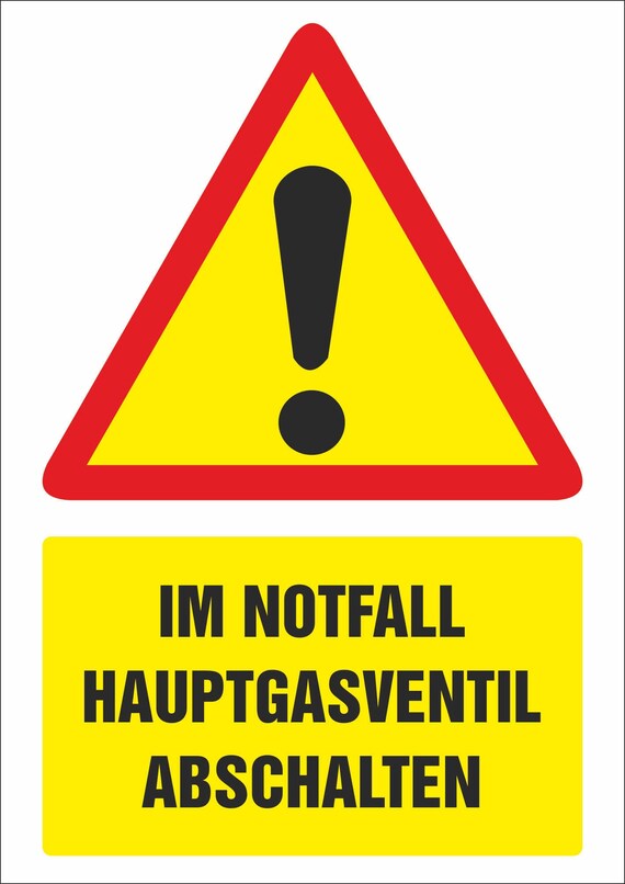 Akachafactory Warnaufkleber Gasventil | Selbstklebendes Türschild 170x45 Mm Wetterfest