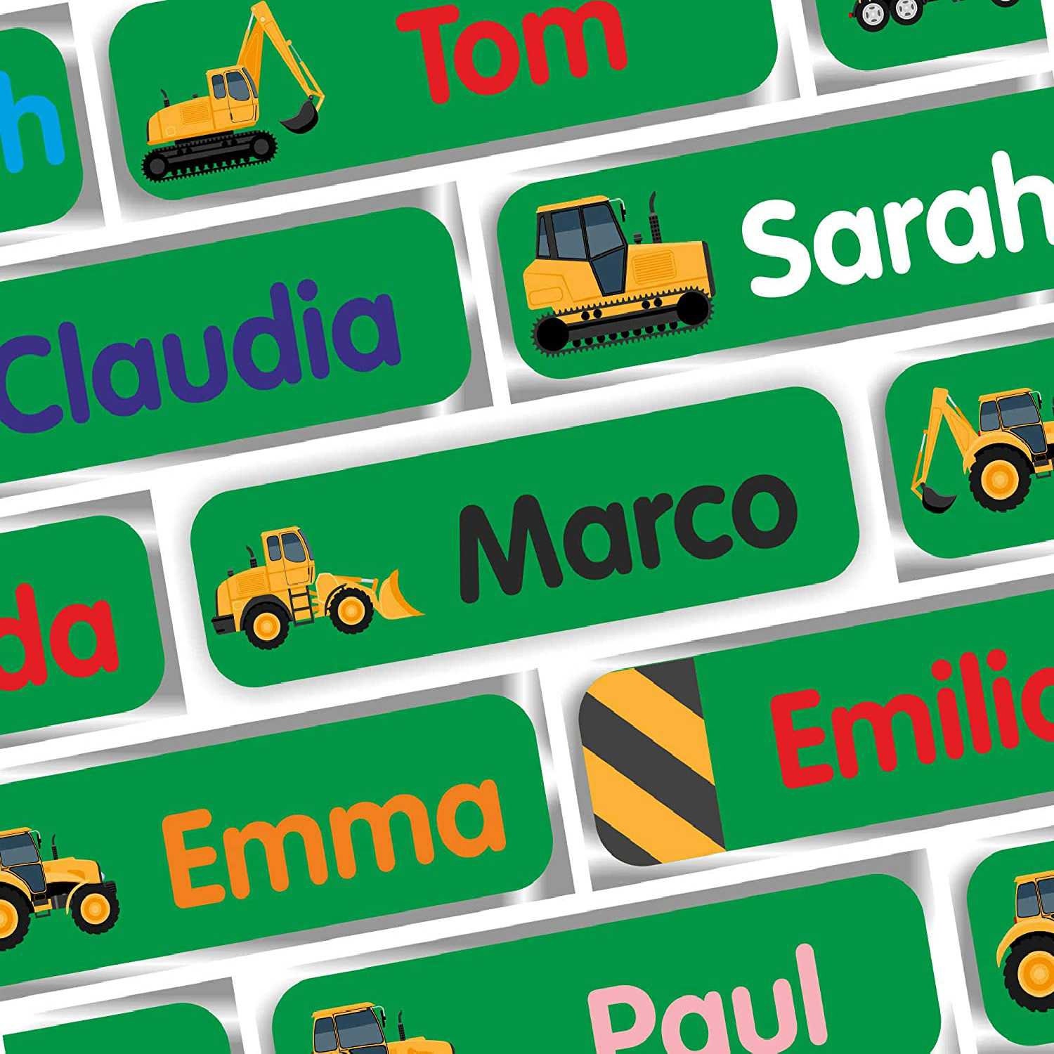 Name Sticker Construction Site for Laundry Labels & Solid Things - 35 X ...