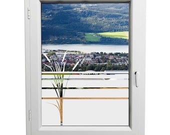 Glass decorative film - cattails - sun protection H50line - privacy film