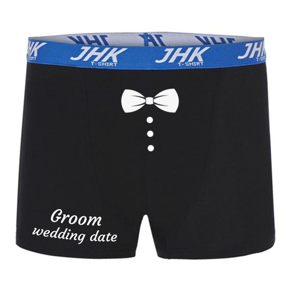 Calzoncillos tipo boxer boda novio pajarita fecha deseada grupo de amigos boda celebracion despedida de soltero motivo divertido que dice 95 Etsy Espana