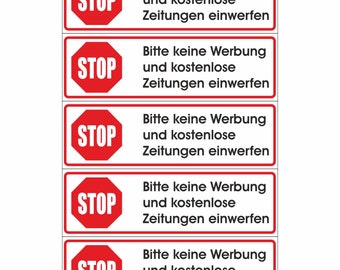 STOP Briefkasten Aufkleber - Keine Werbung! - 70x20 mm FL10