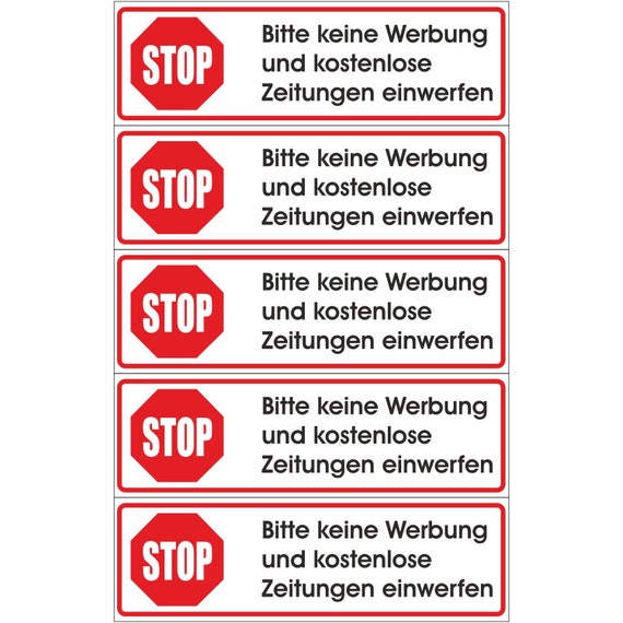 Briefkastenaufkleber Stop - Keine Werbung und keine kostenlosen