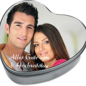 Geschenkdose Herz - individuell bedruckt - personalisiert - mit Foto Bild & Text bedruckt - Metall in Herzform - Geschenkidee mit Wunschtext