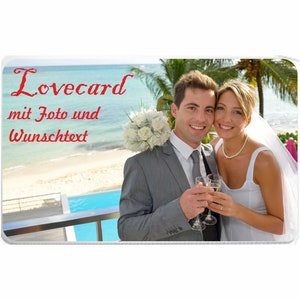 Liebeskarte quer 85x55 mm personalisierte Geschenkkarte für die Liebsten - Geschenkidee Fotoplatte individuell mit eigenem Wunschtext ges34