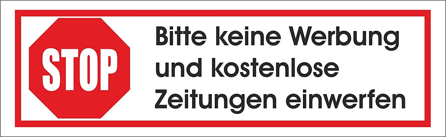 No ads! 1 white mailbox sticker 70 x 20 mm sticker STOP Please do not throw in advertising and free newspapers - FL10