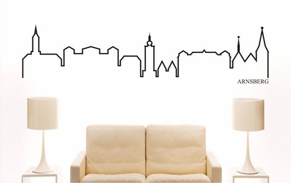 INDIGOS UG Wandtattoo Arnsberg Skyline – Schwarzes Stadt-Silhouetten Design, 4-40x10 Cm, Selbstklebend