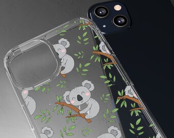 Cute Koala Pattern Transparent Phone Accessories Clear Protective Slim Durable iPhone Case iPhone 12 11 13 Samsung