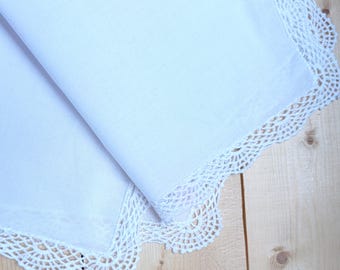 Spitzentaschentuch weiß mit Spitzenkante - Stofftaschentuch mit Spitze weiß - Spitzentaschentuch weiß Viktorianisch Gothic Punk Steampunk