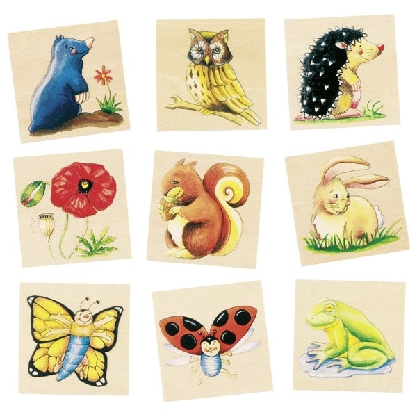 Memospiel "Marys Garten" - Memory Spiel aus Holz mit schönen Bildern - Memospiel schöne Bilder aus Holz