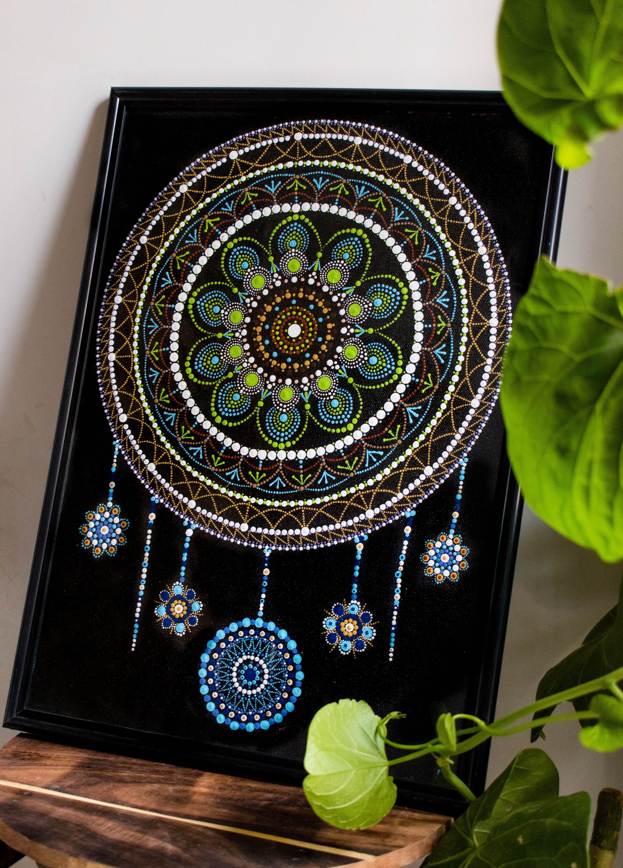 Handmade mandala dot acrylic painting on a black canvas 17 Etsy