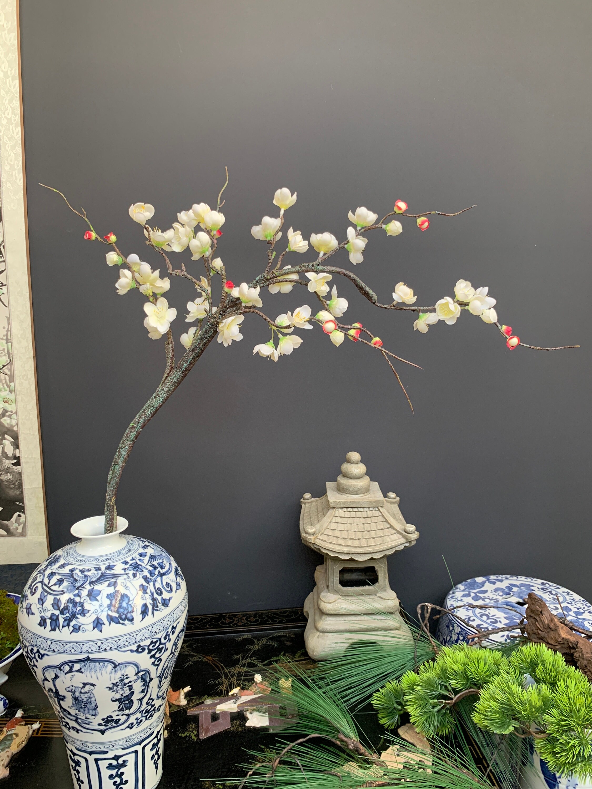 Artificial Plum Blossom With Small Bud, Fake Cherry Flower Stem