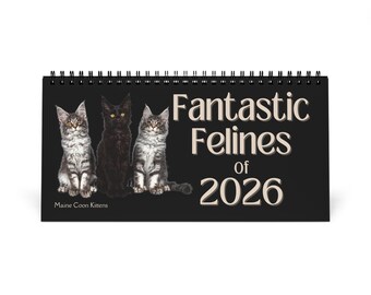 2026 Cat Breeds Desktop Calendar: Maine Coon, Persian, Himalayan