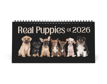 Real Puppies of 2026 Desktop Calendar