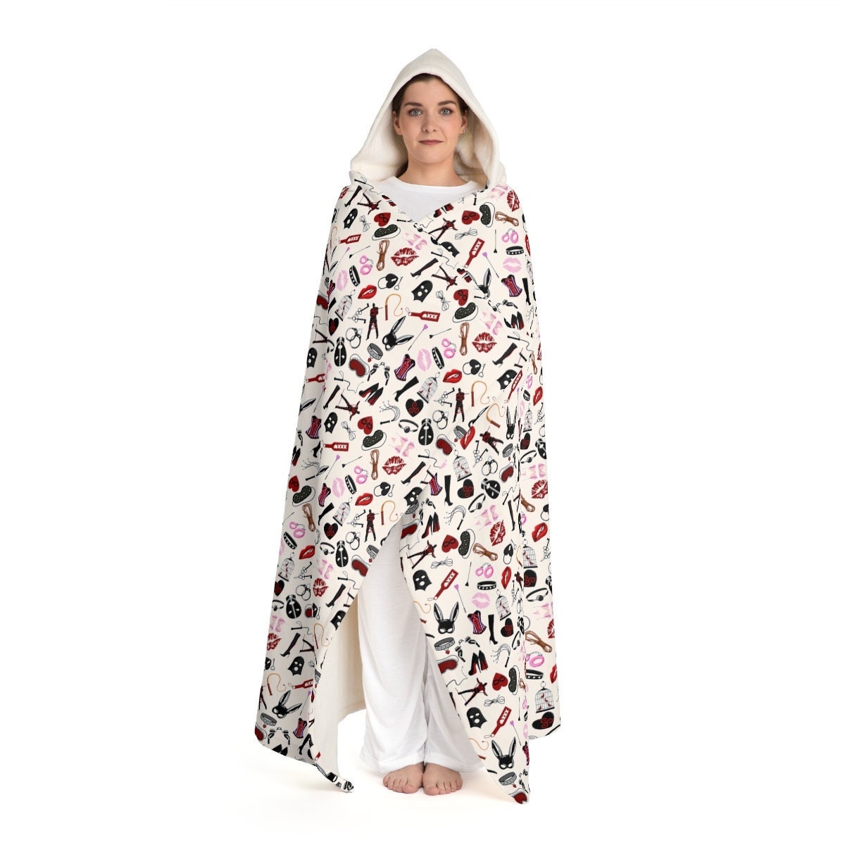 Fetish BDSM Patterned Hooded Sherpa Fleece Blanket - Etsy