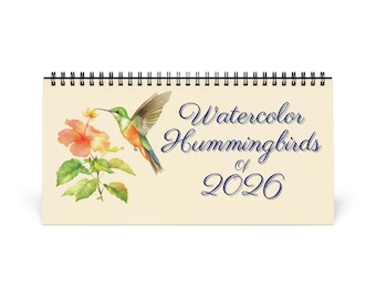 Watercolor Hummingbirds of 2026 Desktop Calendar