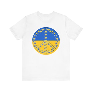 Ukrainian Flag Floral Peace Sign T-shirt