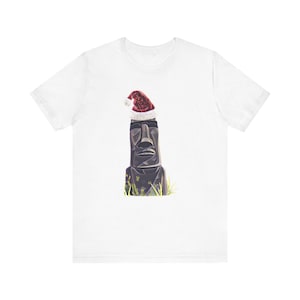 Holiday Moai Easter Island Statue in Santa Hat T-shirt