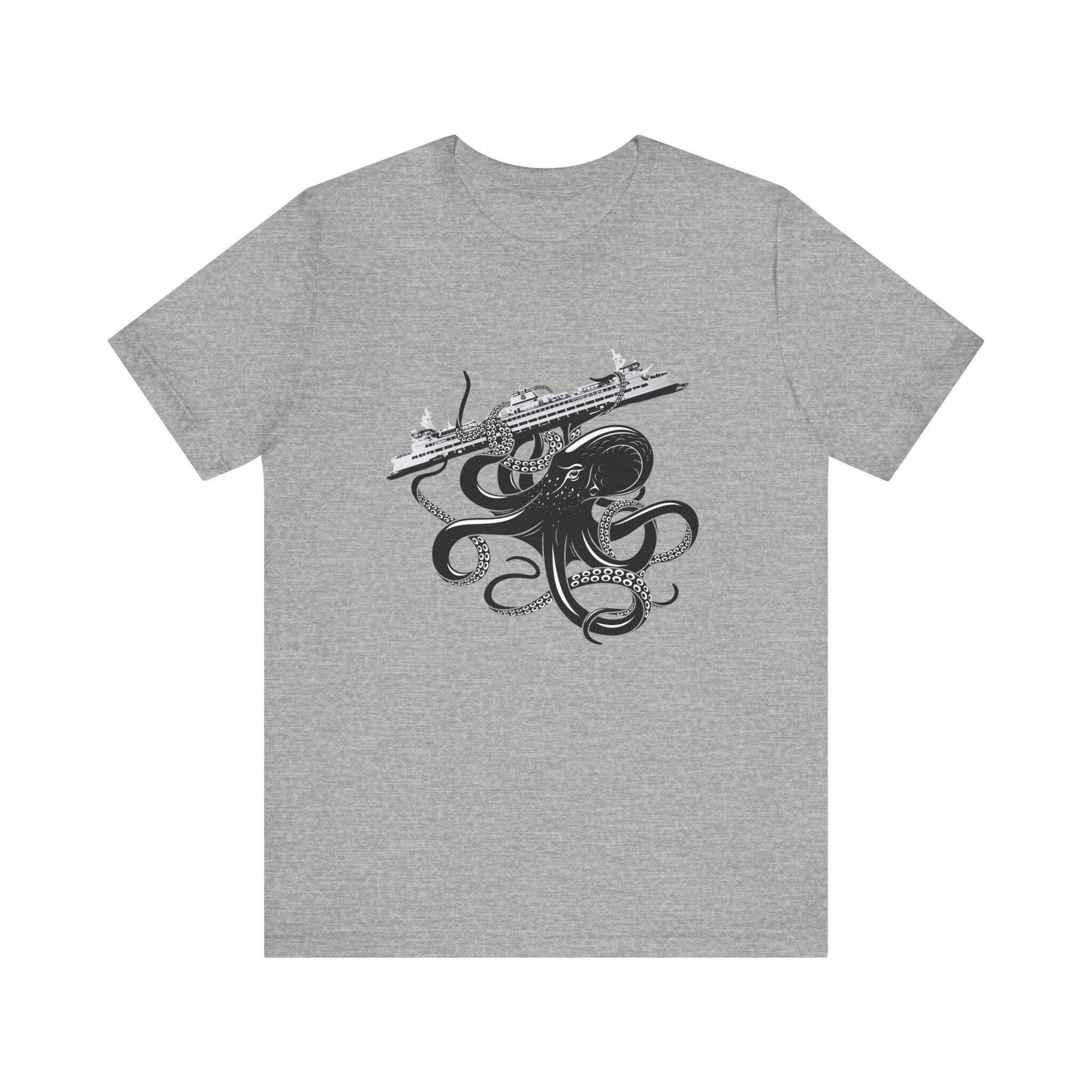 Maglia a maniche corte unisex Octopus Attacks Ferry Etsy Italia
