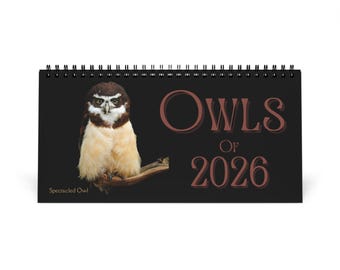 Owls of 2026 Desktop Calendar