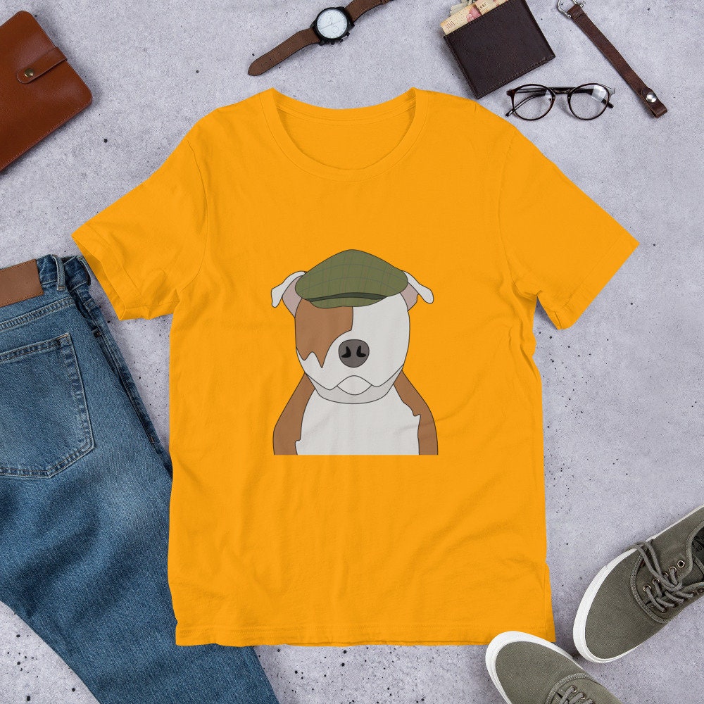 Staffie in a Flat Cap Tshirt Etsy