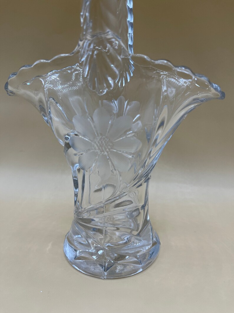 Vintage brides Basket Pressed Glass Etched Flower With Etsy