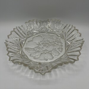 Vintage Federal Glass Bowl, Pioneer Line, Ruffled Rim, Embossed With Fruit On Bottom. 1940’s