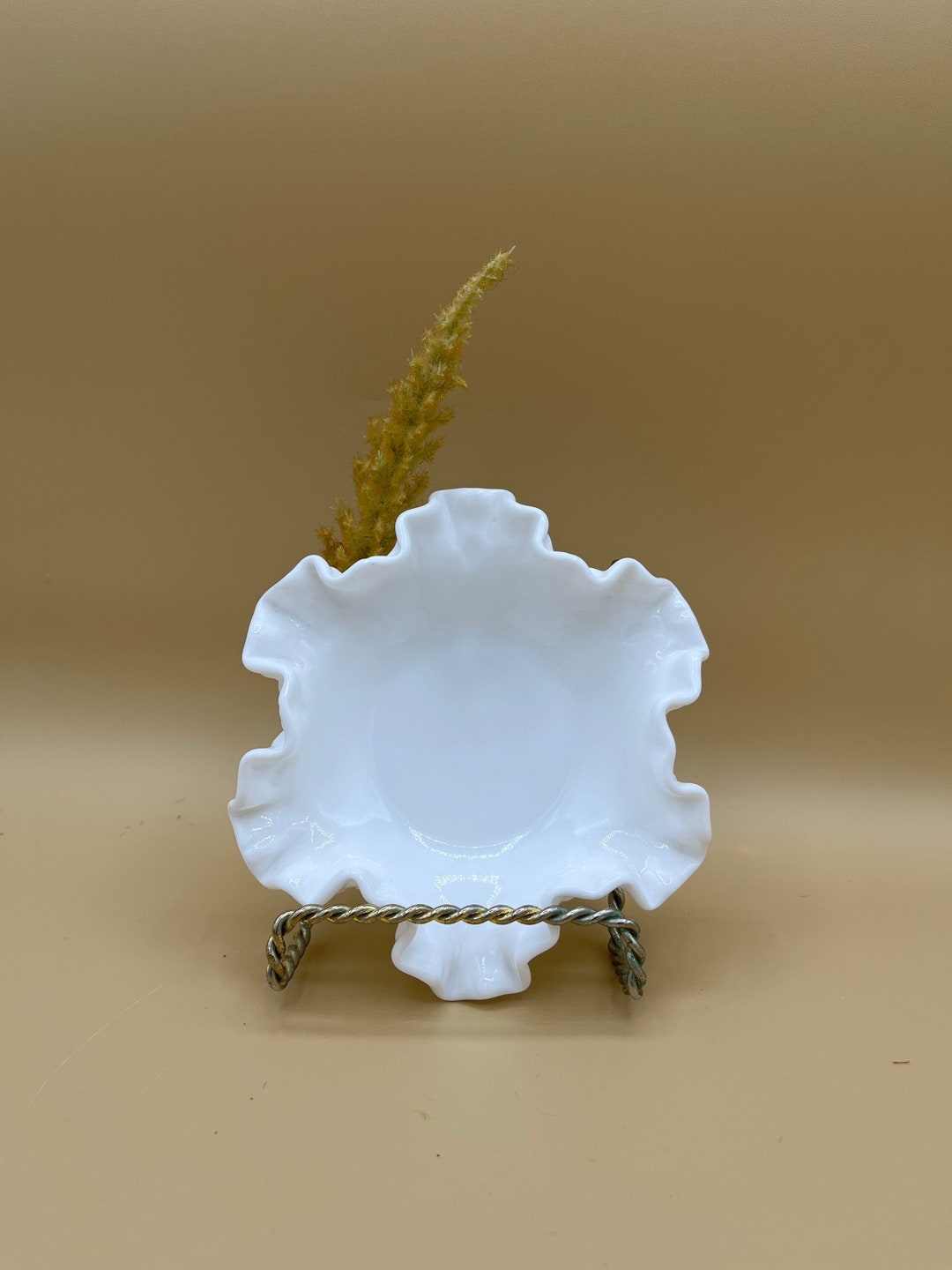 Vintage Fenton White Milk Glass Trinket Dish Hobnail Etsy