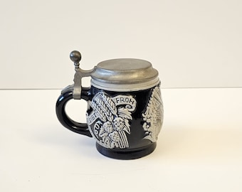Original German Zinn Lidded Beer Stein,German Beer Mug
