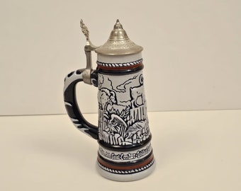 Vintage 1976 Avon Collectible Beer Stein, Vintage Avon Beer Stein with Pewter Lid