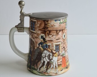 Original BMF Beer Stein Lidded Zinn Beer Mug,German Beer Stein,German Beer Mug