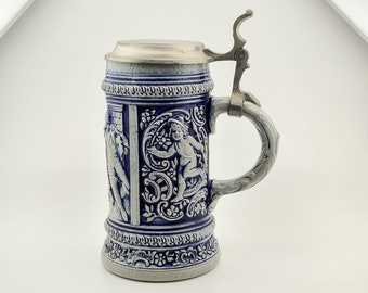 Original Gerz Beer Stein Beer Mug,German Lidded Zinn Beer Stein,German Beer Mug