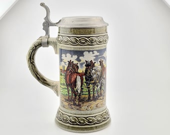 Original Gerz Beer Stein Beer Mug,German Lidded Zinn Beer Stein,German Beer Mug