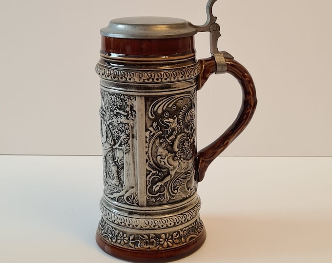 Original German Large Gerz Beer Stein Lidded Zinn, Beer Mug,german Beer Stein,german Beer Mug Etsy