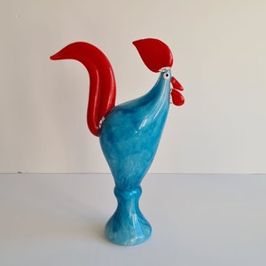 Murano Cockerel Rooster,Venetian Glass,Vintage Murano,Blue Red,Venezia Murano Glass Rooster