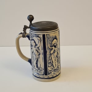Original German Gerz Beer Stein Lidded Zinn, Beer Mug,German Beer Stein,German Beer Mug