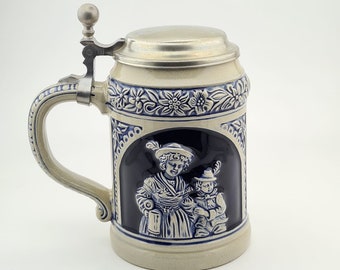Original Gerz Beer Stein Beer Mug,German Lidded Zinn Beer Stein,German Beer Mug